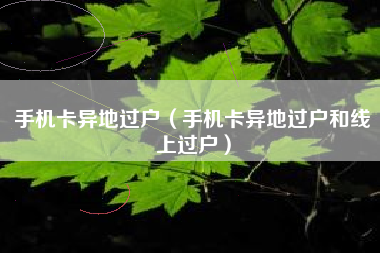 手机卡异地过户（手机卡异地过户和线上过户）