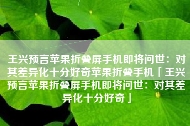 王兴预言苹果折叠屏手机即将问世：对其差异化十分好奇苹果折叠手机「王兴预言苹果折叠屏手机即将问世：对其差异化十分好奇」